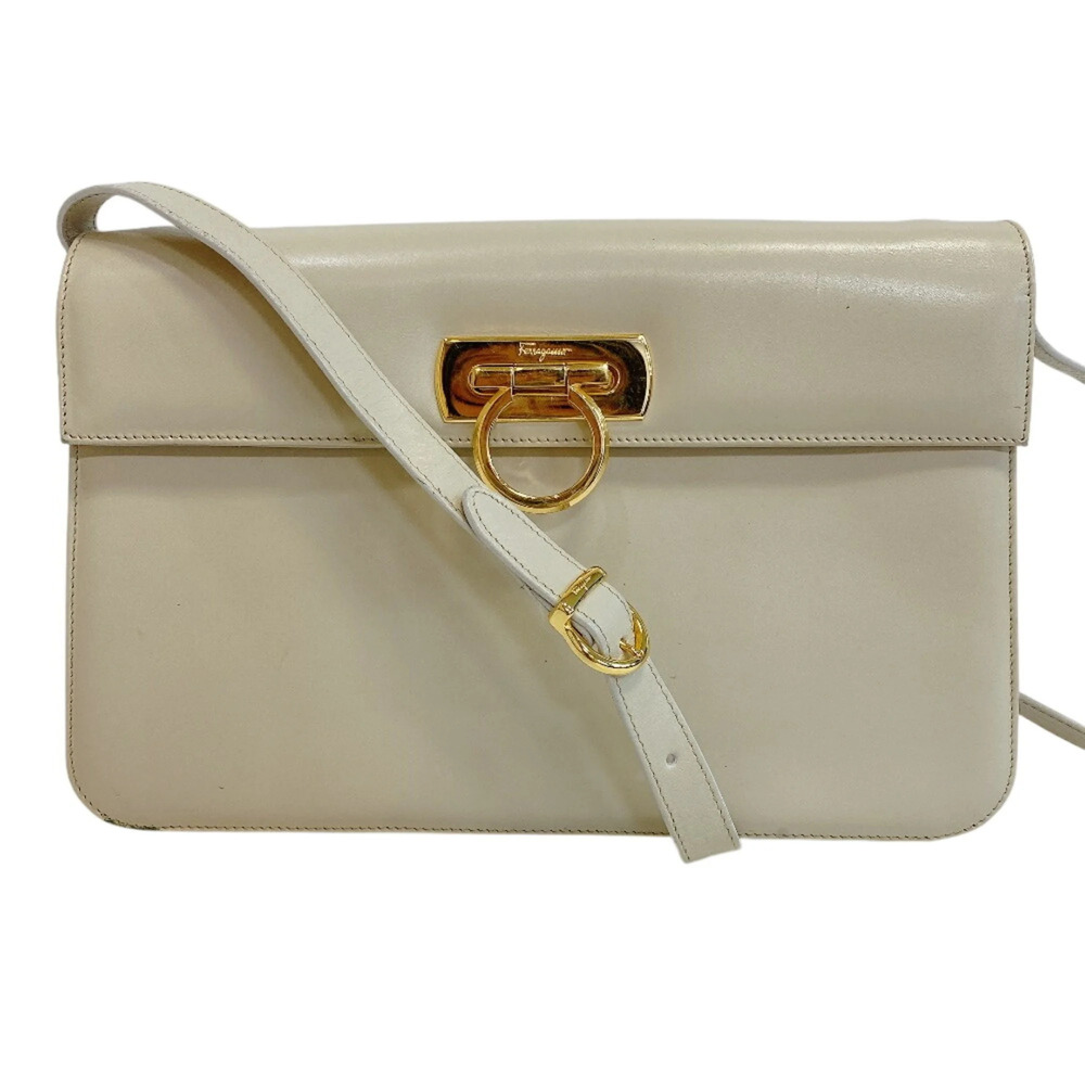 Salvatore Ferragamo Gancini Shoulder Bag, White